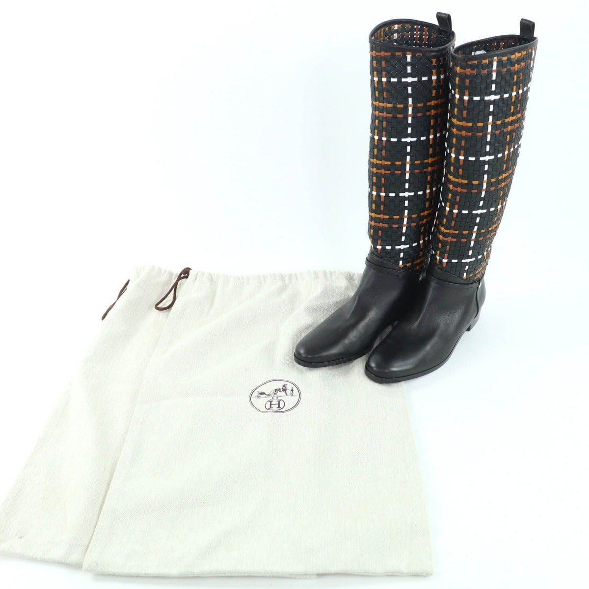 Hermes Silver Hardware Serie Button Braided Boots — view 2