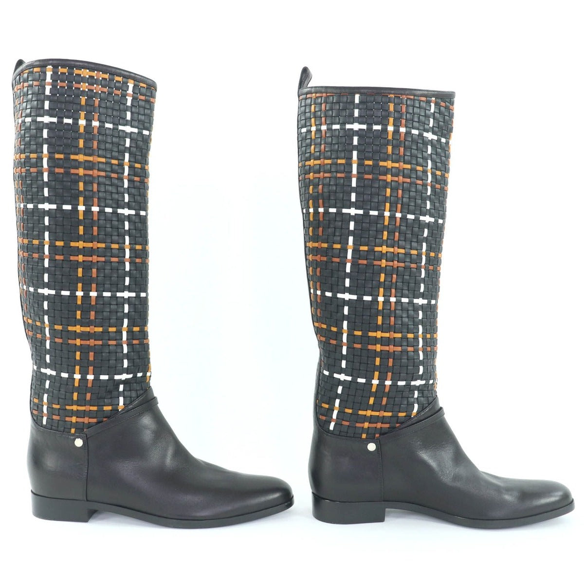 Hermes Silver Hardware Serie Button Braided Boots — view 3