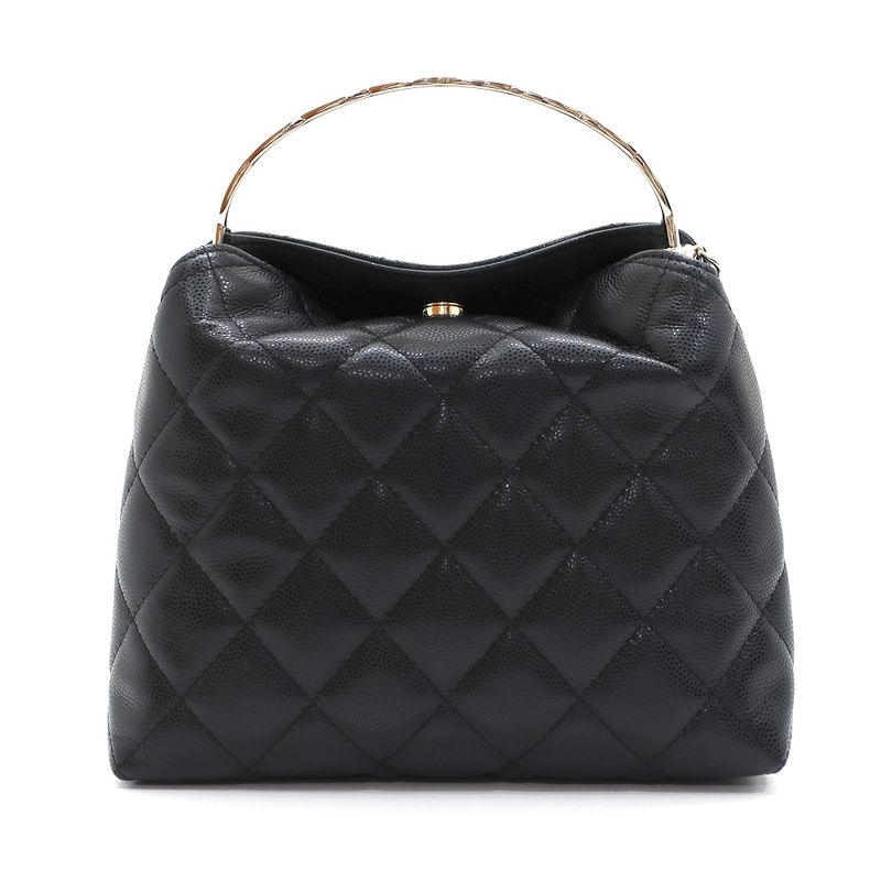 Chanel Top Handle 2-Way Bag Shoulder Black Gold Hardware Quilted — view 3