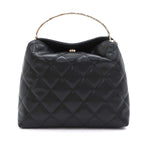 Chanel Top Handle 2-Way Bag Shoulder Black Gold Hardware Quilted — view 3