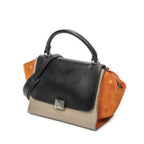 Celine Small Tricolor Trapeze Black Taupe Orange Calfskin Leather — view 2