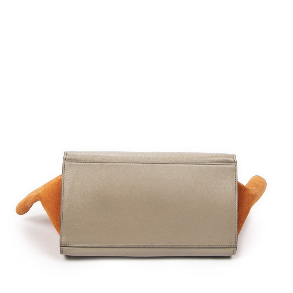 Celine Small Tricolor Trapeze Black Taupe Orange Calfskin Leather — view 6