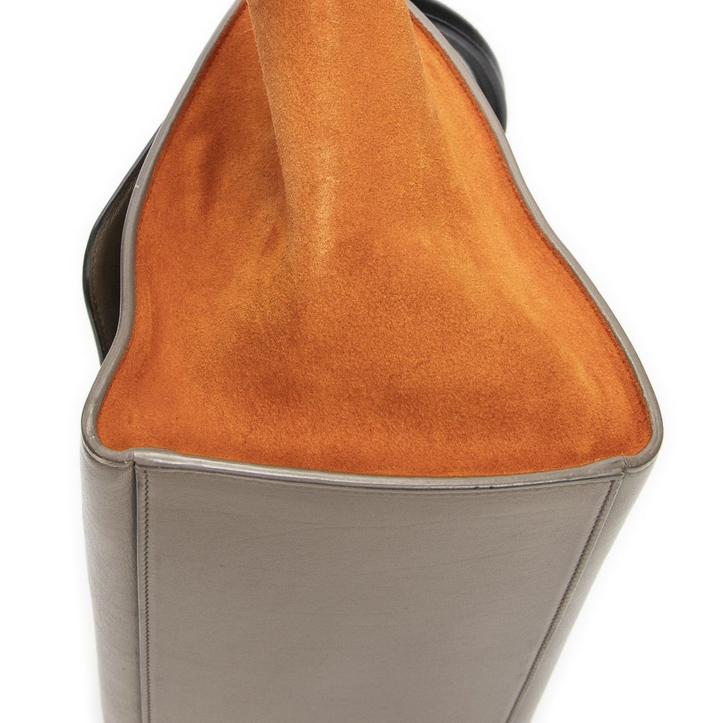 Celine Small Tricolor Trapeze Black Taupe Orange Calfskin Leather — view 8