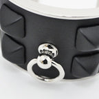 Hermes Collier de Chien Medle Gaine Size T2 Black Silver Bracelet Bangle — view 8