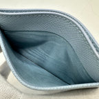 Prada Card Case with Embossed Logo 1 Mc025 Saffiano Leather Light Blue — view 7