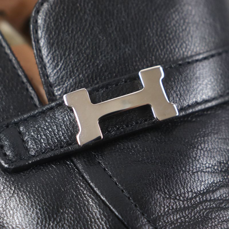 Hermes 2023 Leather Silver Hardware H Logo Square Toe 2 way Loafer — view 7