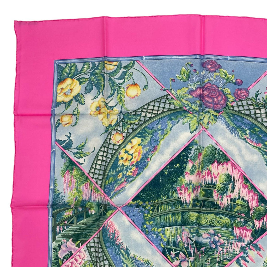 Hermes Scarf Silk Carre 90 Giverny Monet's Garden Pink — view 2