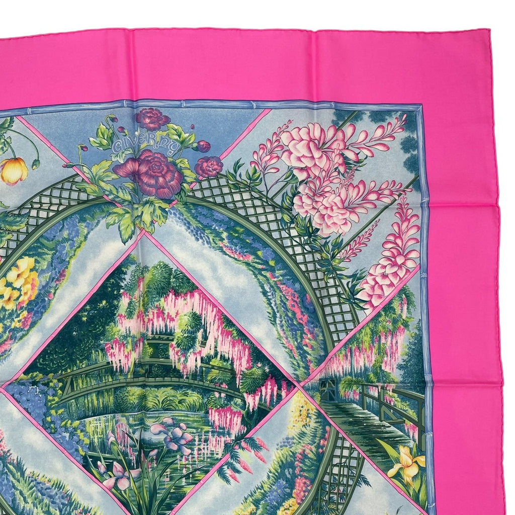 Hermes Scarf Silk Carre 90 Giverny Monet's Garden Pink — view 3