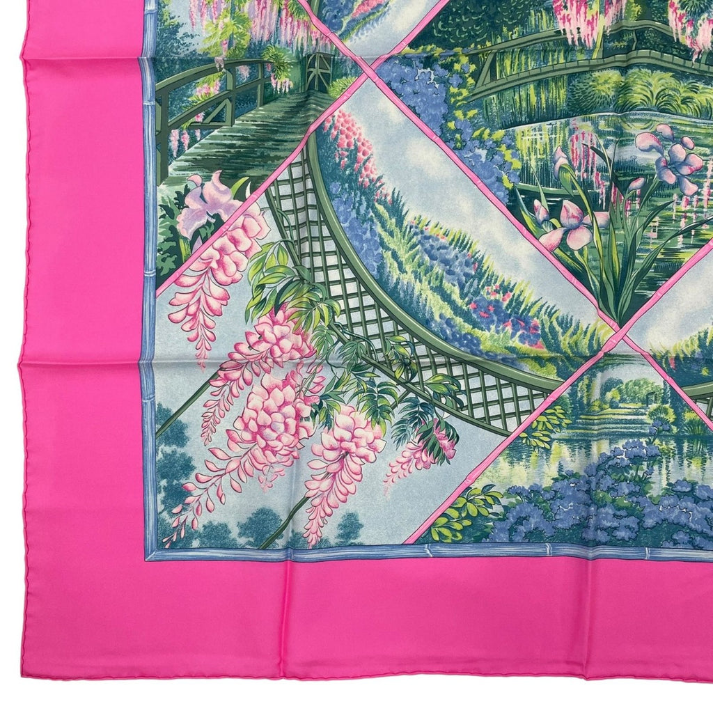 Hermes Scarf Silk Carre 90 Giverny Monet's Garden Pink — view 4