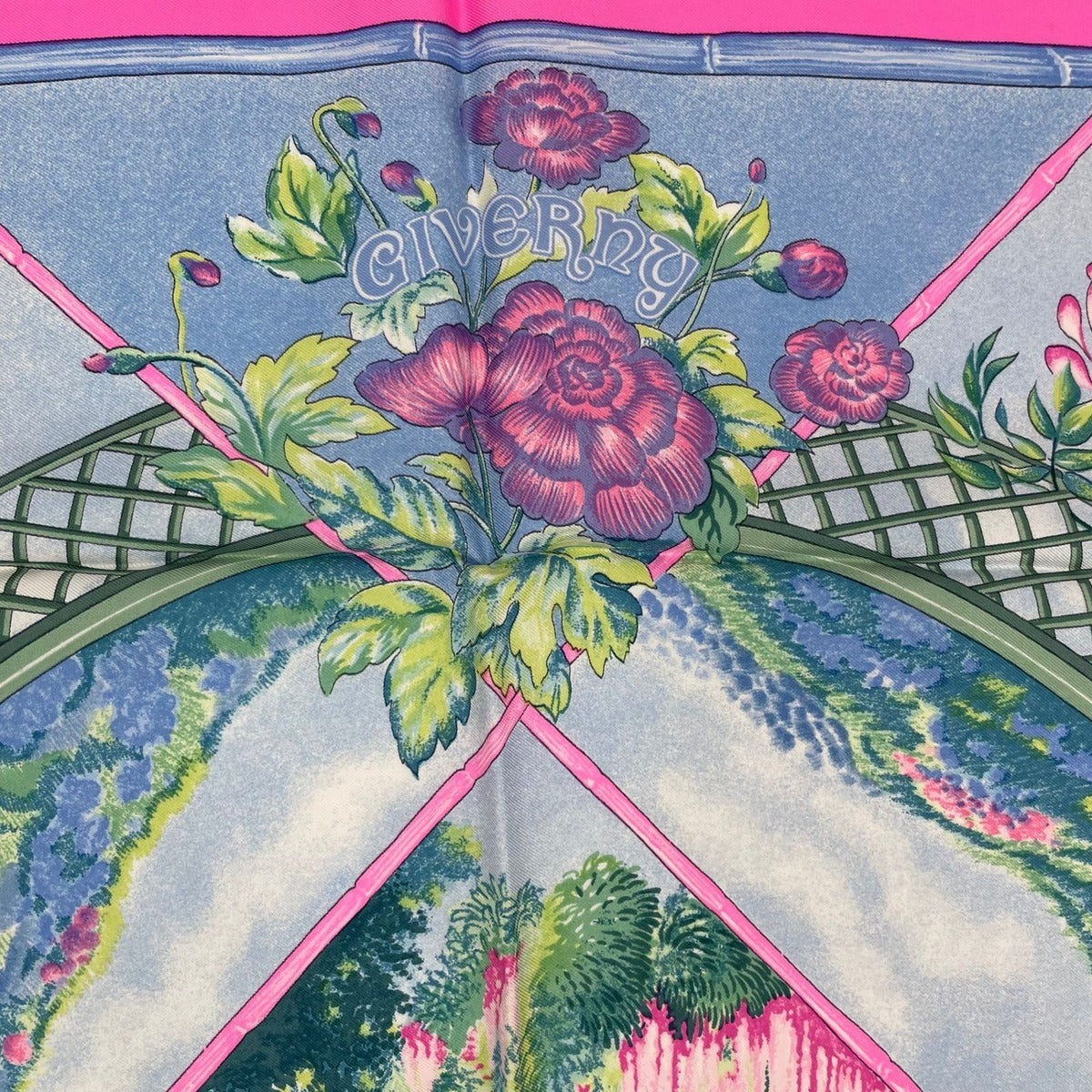 Hermes Scarf Silk Carre 90 Giverny Monet's Garden Pink — view 6