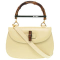 Gucci 2-Way Bamboo 000 1364 0633 Leather White Handbag 0703