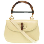 Gucci 2-Way Bamboo 000 1364 0633 Leather White Handbag 0703