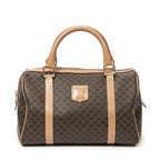 Celine Vintage Small Boston Brown Beige Macadam Canvas AB