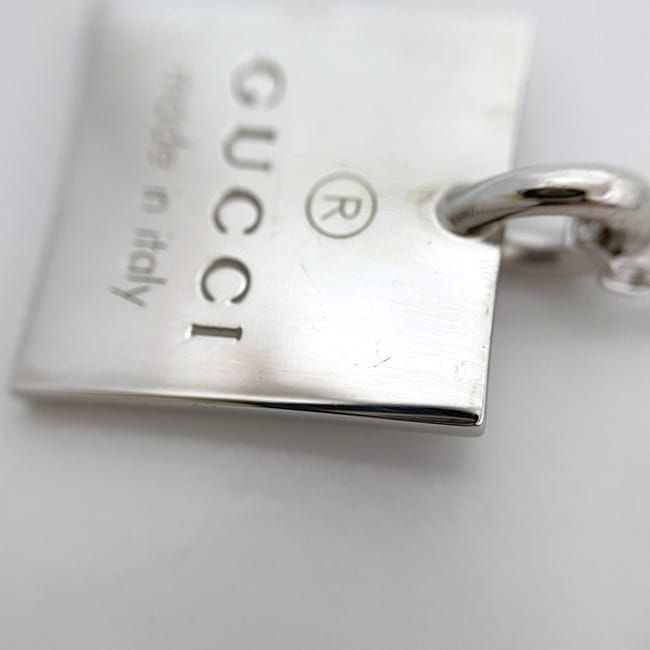 Gucci Square Logo Plate Necklace Silver — view 8