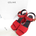 Celine Ankle Strap Suede Chunky Heel Sandals Size 36