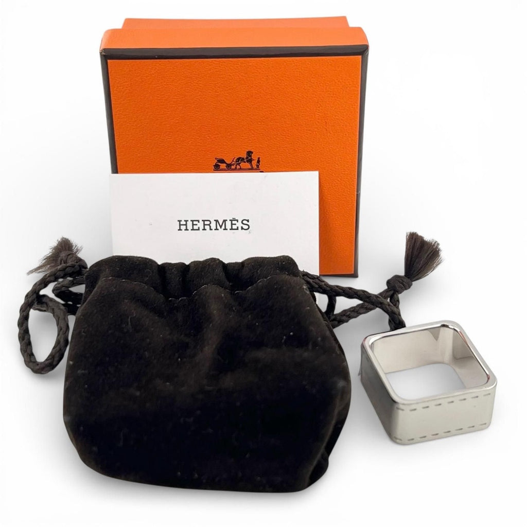 Hermes Bolduc Square Scarf Ring Silver — view 2