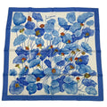 Hermes Carre 90 les Capucines Golden Lotus Scarf Silk Blue Box