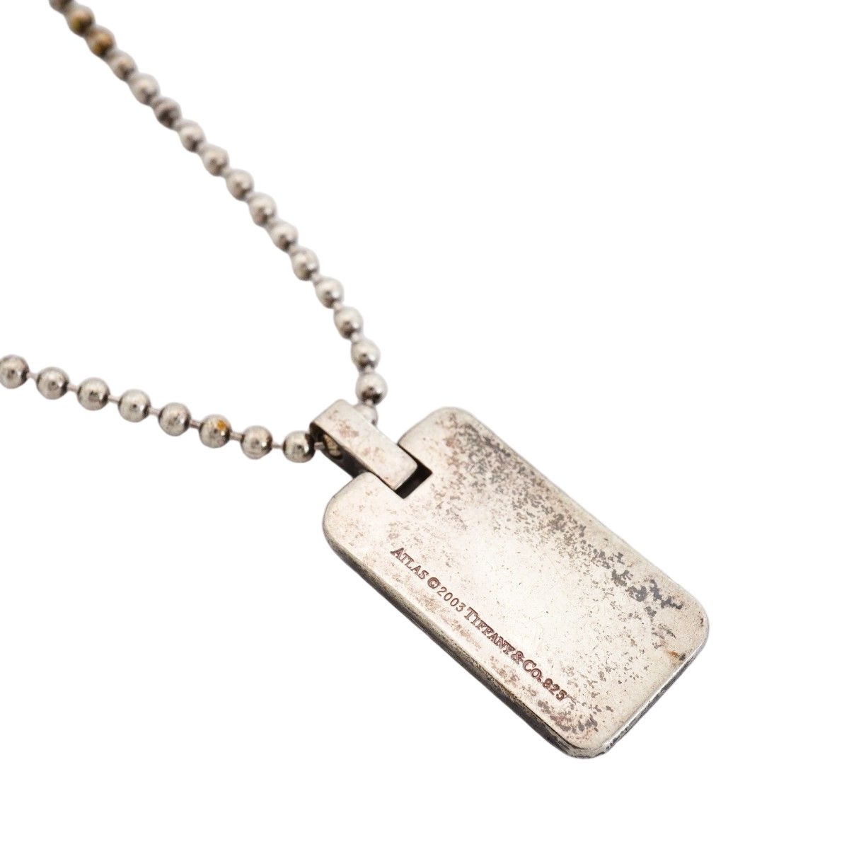 Tiffany & Co Necklace Atlas Plate Ball Chain Silver — view 2