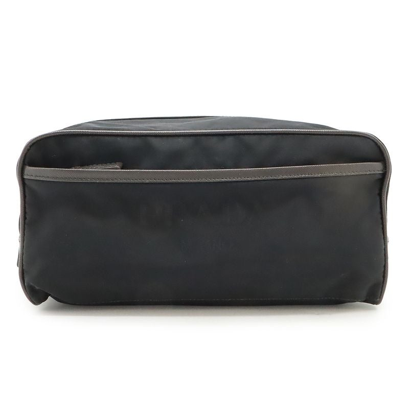 Prada Logo Jacquard Triangle Second Bag Clutch Multi Pouch Nylon Nero