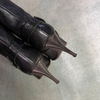 Chanel Quilted Leather Belt Boots Coco Mark Medium Length Black 37 C — view 5