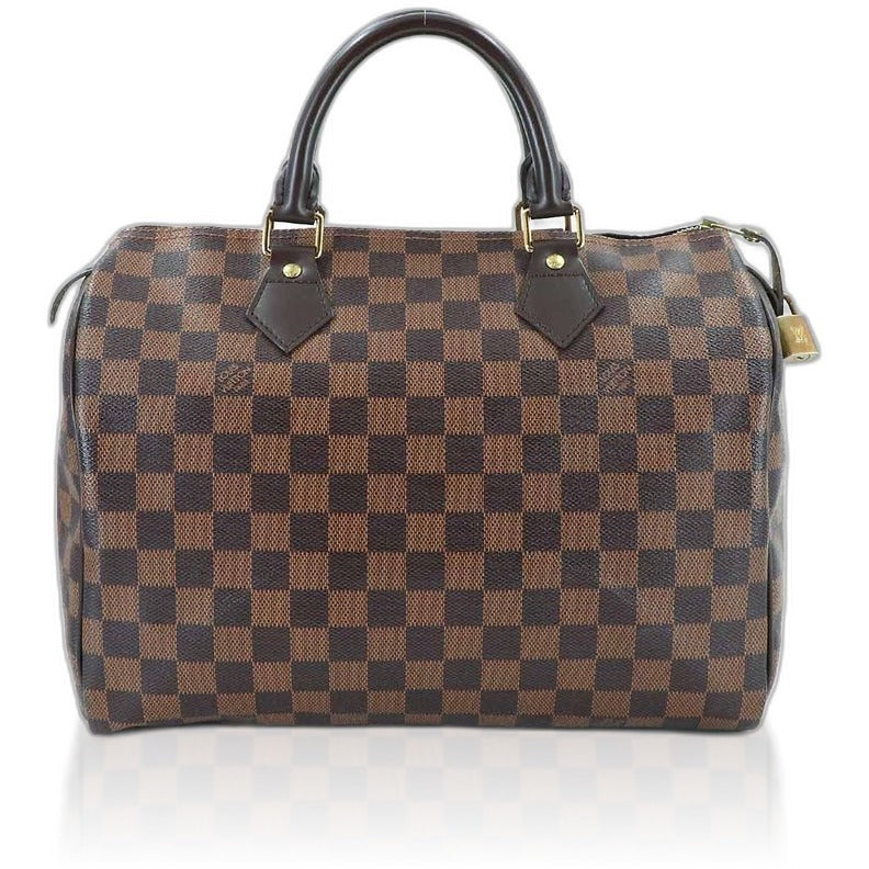 Louis Vuitton Damier Speedy 30 Hand Bag Ebene Brown Gold