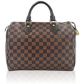 Louis Vuitton Damier Speedy 30 Hand Bag Ebene Brown Gold