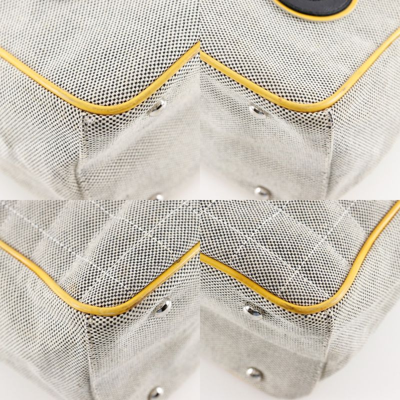 Chanel Camellia NO5 Chocolate Bar Chain Tote Canvas Gray Yellow Bag — view 4