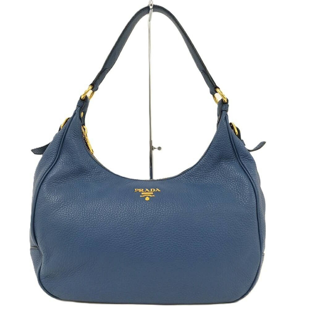 Prada Shoulder Bag Vitello Daino Leather Blue