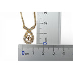 Dior Christian Necklace Pendant CD Logo Rhinestone Gold — view 5