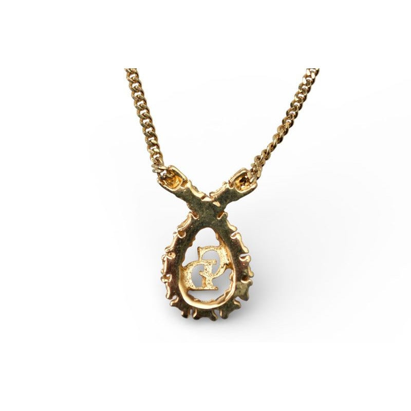 Dior Christian Necklace Pendant CD Logo Rhinestone Gold — view 7