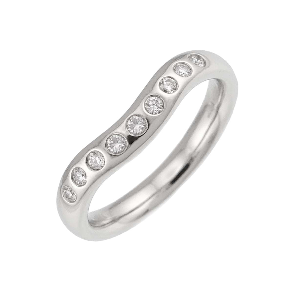 Tiffany & Co Wide Curved Band Ring Diamond Pt Platinum