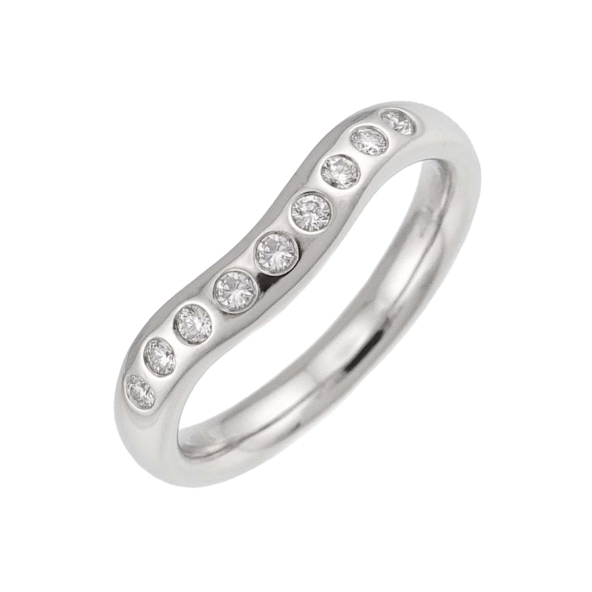 Tiffany & Co Wide Curved Band Ring Diamond Pt Platinum