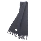 Loewe Mohair Wool Blend Leather Fringe Scarf with Anagram Patch — view 2
