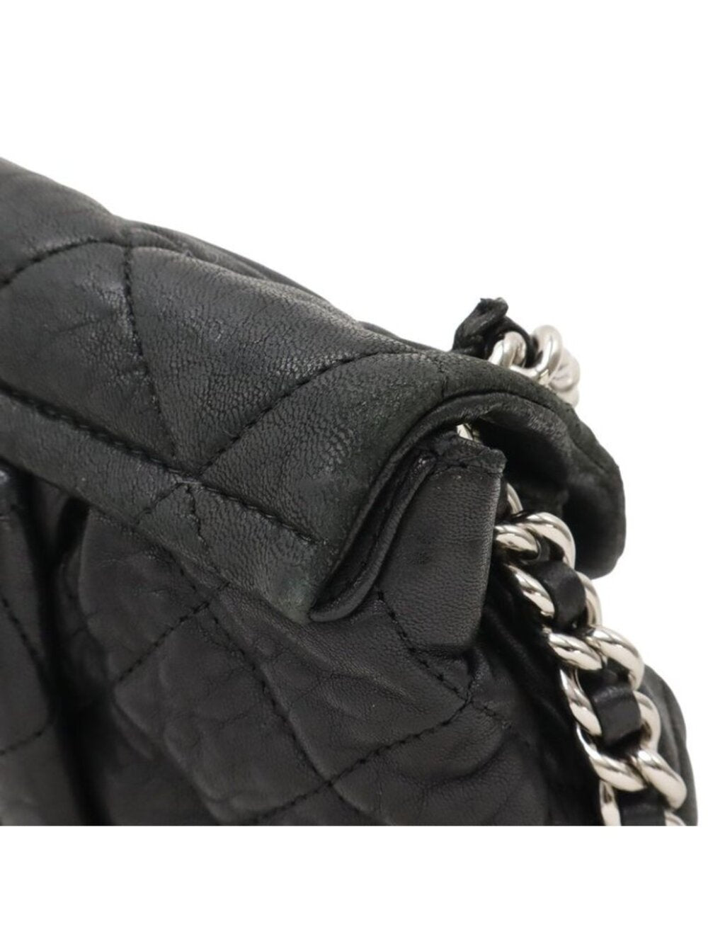 Chanel Quilted Chain Around Shoulder Lambskin Leather Black
