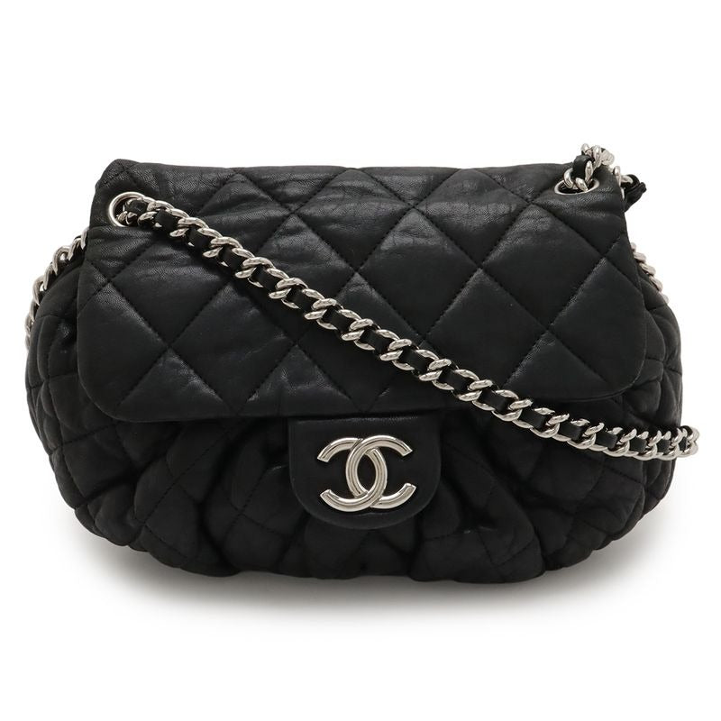 Chanel Quilted Chain Around Shoulder Lambskin Leather Black