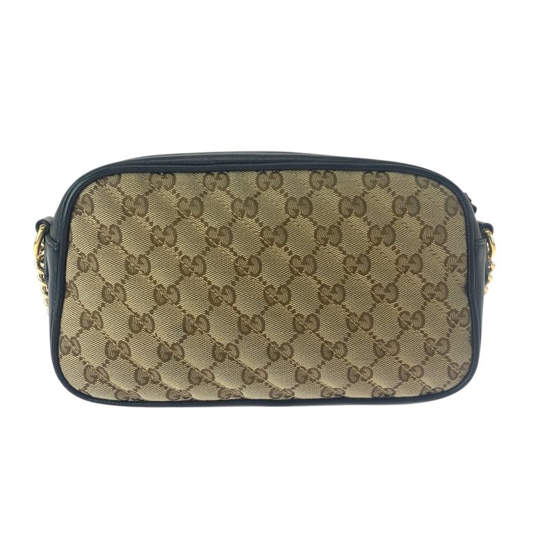 Gucci GG Marmont Quilted Beige Brown Gold Hardware Canvas — view 2