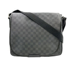Louis Vuitton Daniel Damier Graphite Leather Canvas Black Shoulder Bag Silver