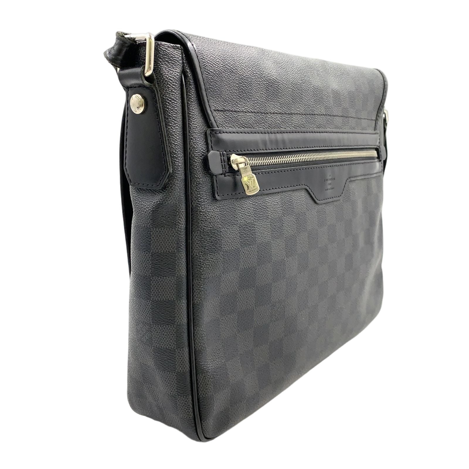 Louis Vuitton Daniel Damier Graphite Leather Canvas Black Shoulder Bag Silver — view 2