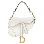 Dior Shoulder Bag Small Grain Calf Leather White Gold