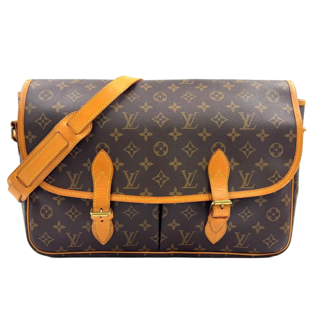 Louis Vuitton GM Monogram Leather Brown Light Shoulder Bag Gold