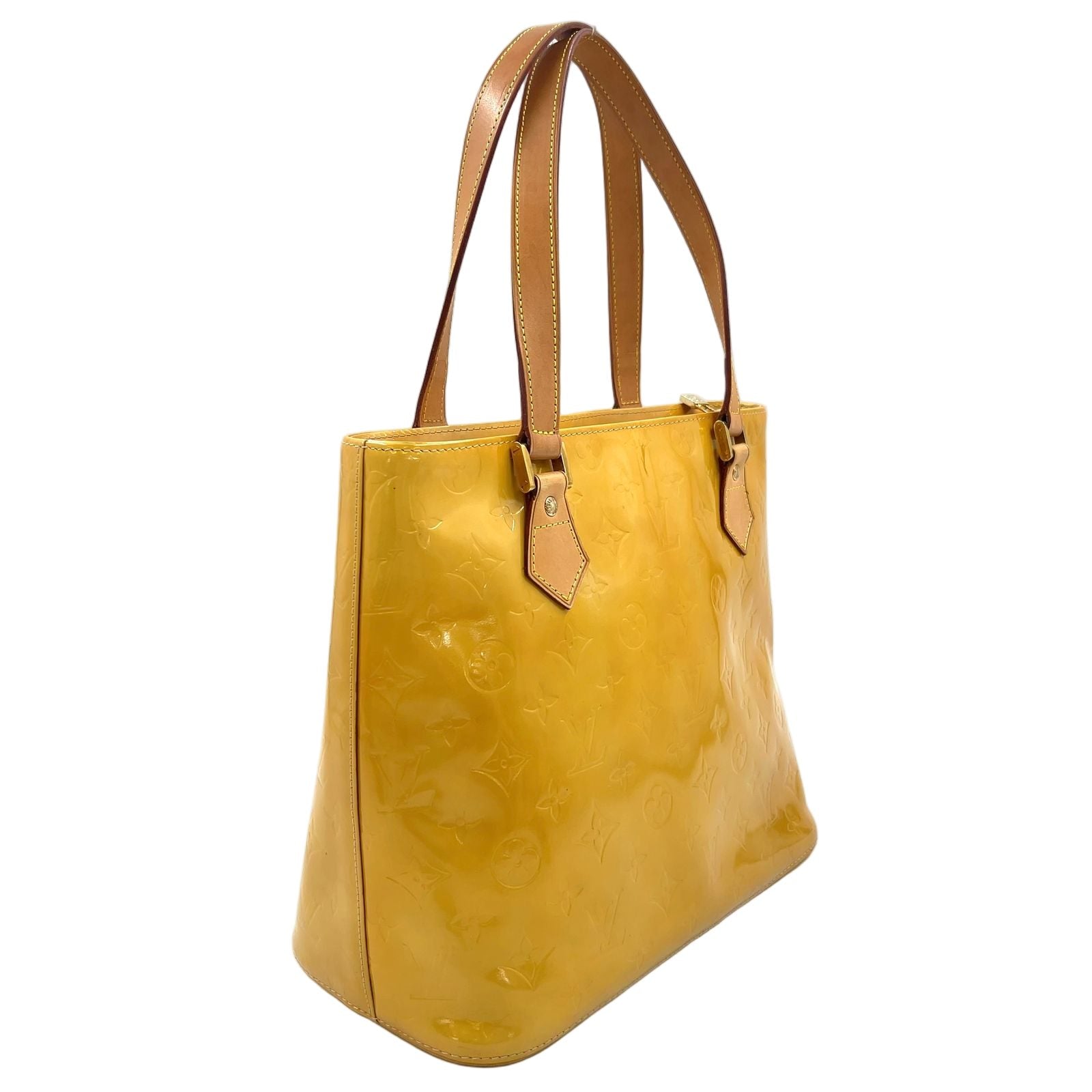 Louis Vuitton Houston Monogram Vernis Jaune Enamel Yellow Tote Gold — view 2