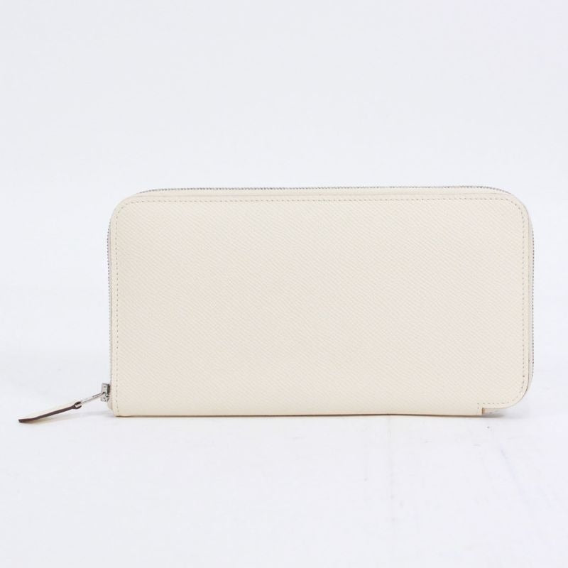 Hermes Azap Long Classic Machete Vaux Epson Off White Wallet Silver