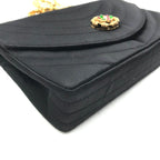 Chanel Gripois Satin Chain Shoulder Bag Black — view 4