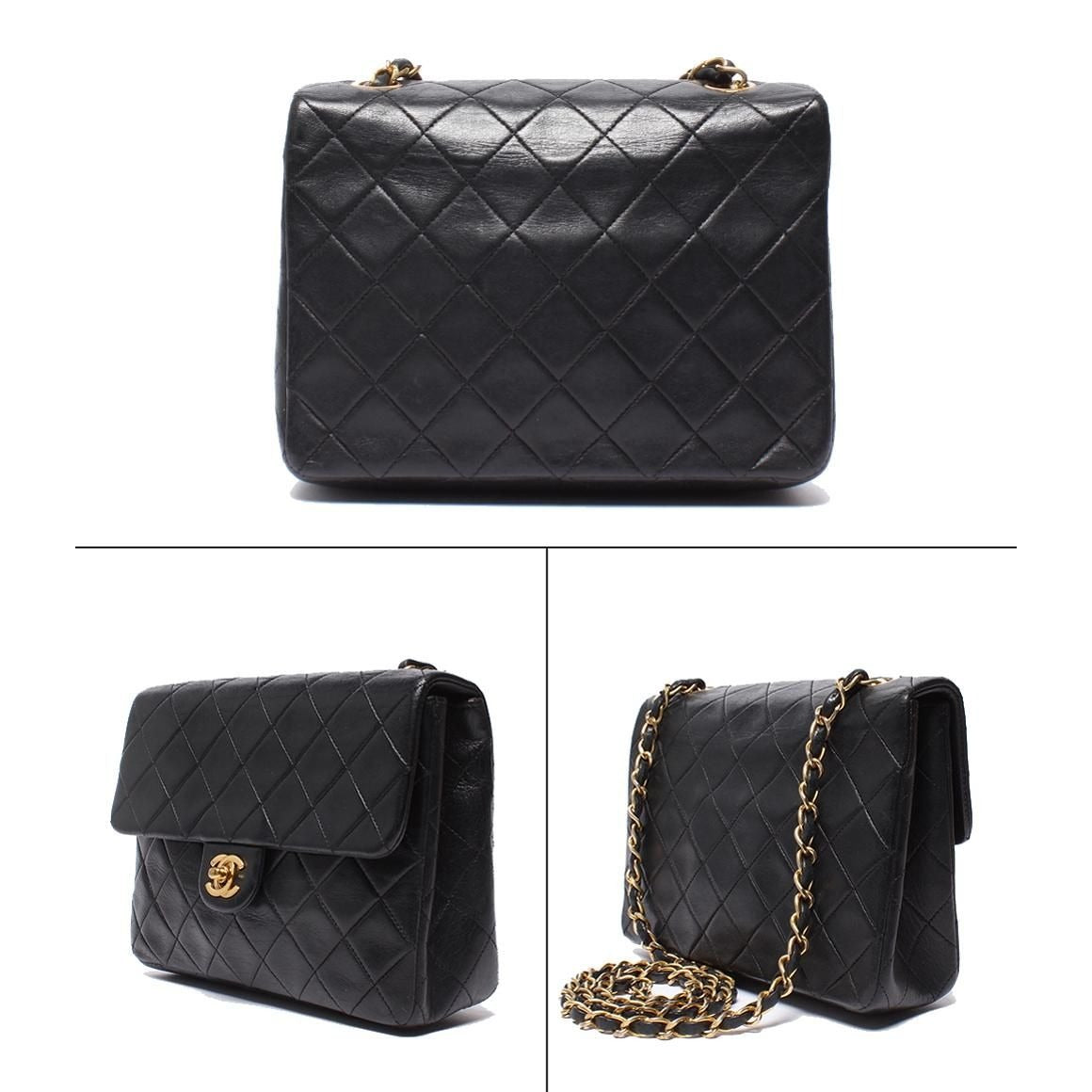 Chanel Chain Shoulder Bag Gold Single Flap Lambskin — view 2