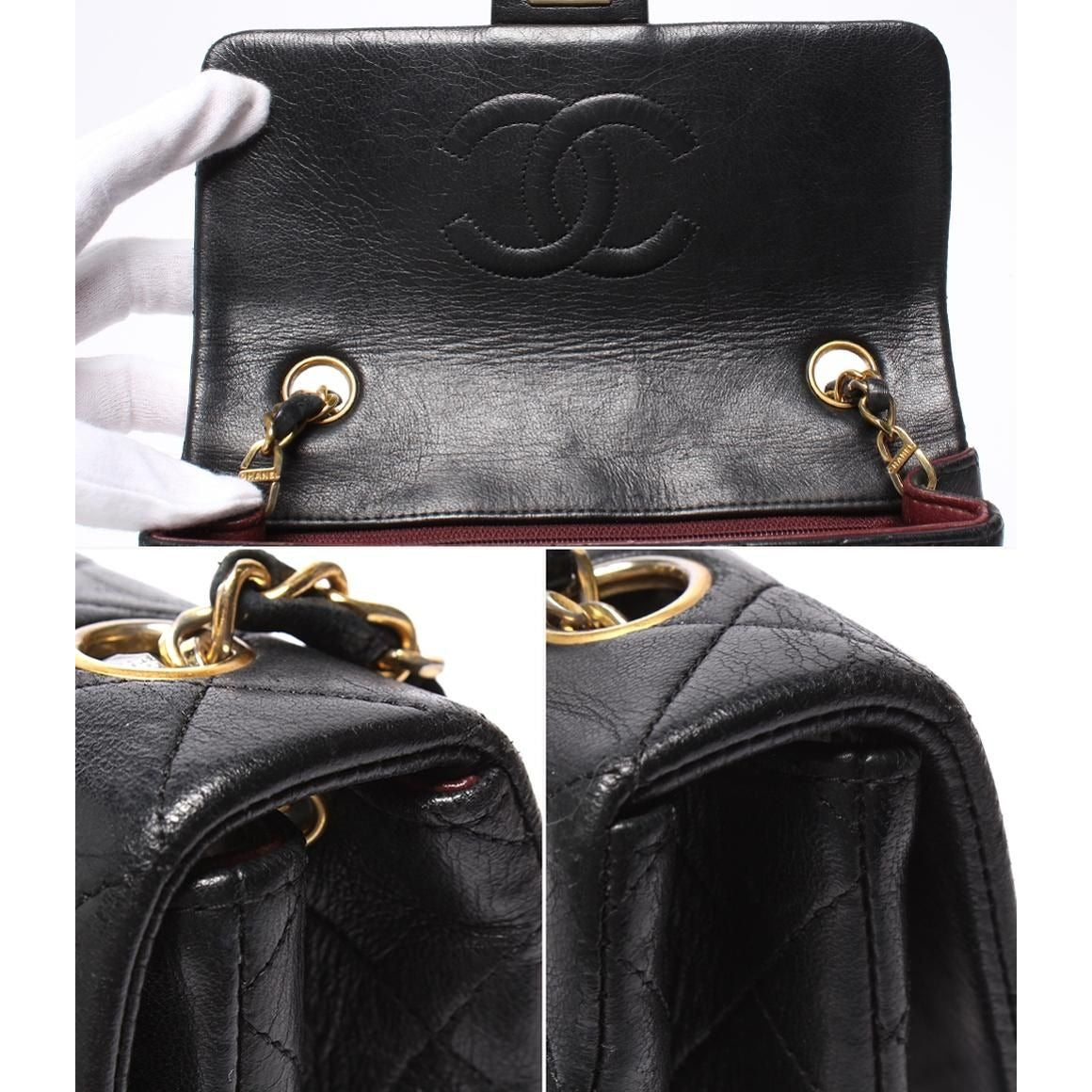 Chanel Chain Shoulder Bag Gold Single Flap Lambskin — view 6