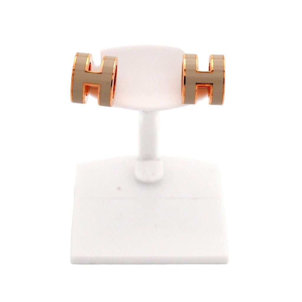 Hermes Earrings Mini Pop Gold Plated Gray Pink — view 2