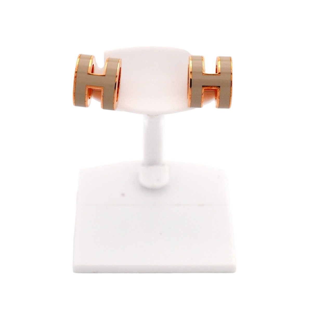 Hermes Earrings Mini Pop Gold Plated Gray Pink — view 2