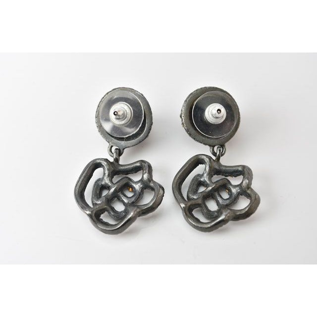 Chanel Camellia Motif With Coco Mark Rhinestones In Chrome Silver — view 3