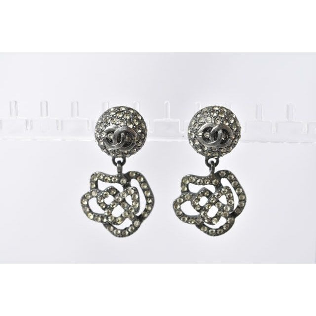Chanel Camellia Motif With Coco Mark Rhinestones In Chrome Silver — view 4