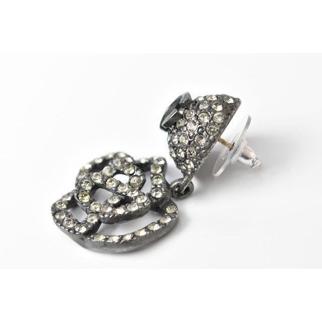 Chanel Camellia Motif With Coco Mark Rhinestones In Chrome Silver — view 6